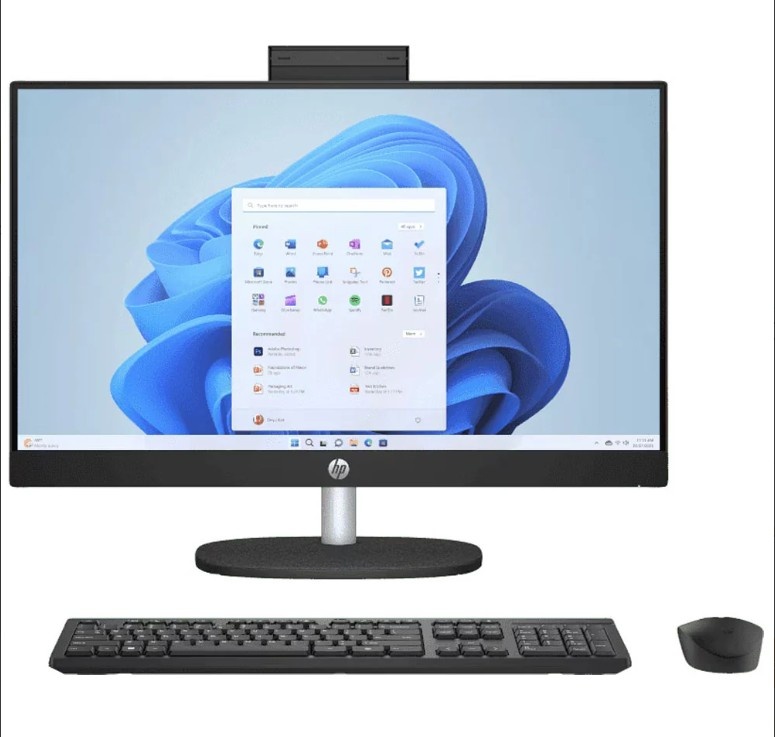 HP All-in-One 24-cr0480in Desktop, 23.8 Inch FHD IPS Display, Intel Core i5-1334U, 8GB DDR4 RAM, 512GB SSD, Windows 11 Home, Microsoft Office Home 2024, WiFi 6, Wireless Keyboard & Mouse, Black