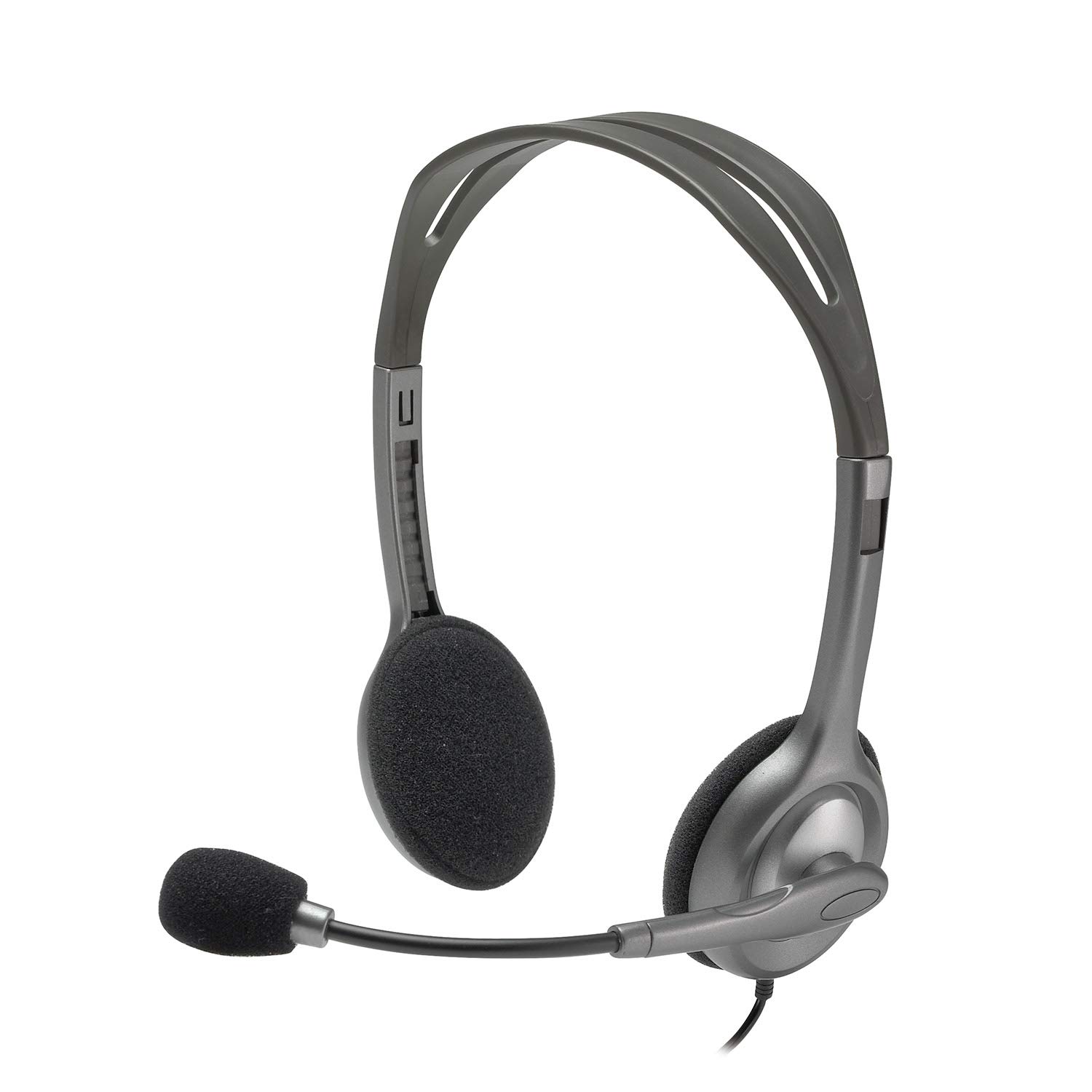 Logitech H110 Stereo Wired On Ear Headphones With Mic With Noise-Cancelling 3.5-Mm Dual Audio Jack For Pc/Mac/Laptop (Black)