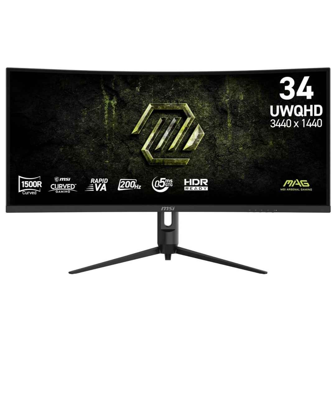 MSI MAG 342CQRF E20 34-Inch (86.36cm) UWQHD Curved Gaming Monitor, 1500R, 3440 x 1440, 200Hz, 0.5ms, AMD FreeSync Premium, AI Vision, Black