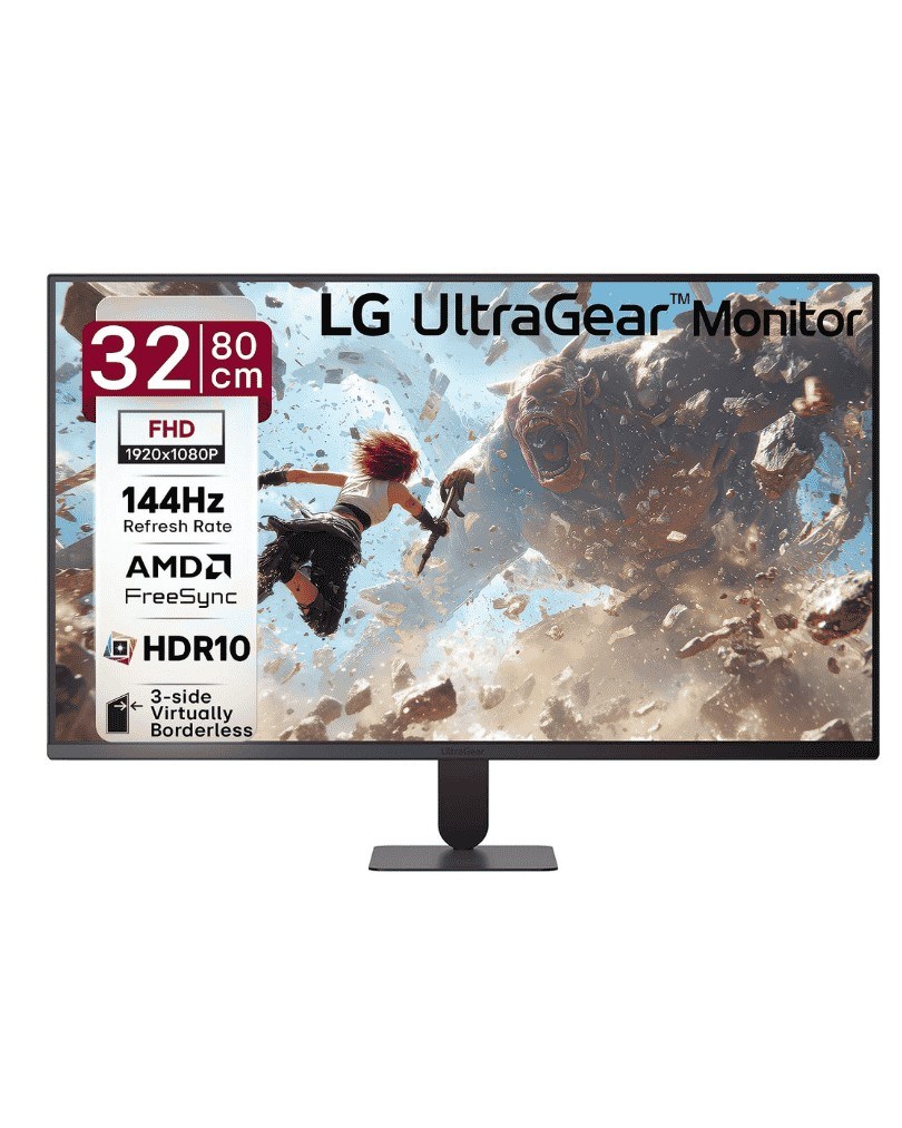 LG 32G403B 80 cm (32 Inch) Ultragear FHD(1920 x 1080) Gaming Monitor, 1ms MBR, 144Hz, AMD FreeSync, HDR10, HDMI, DP, Built-in Speakers, Anti-Glare, 3-Side Virtually Borderless Design (Black) Visit the LG Store