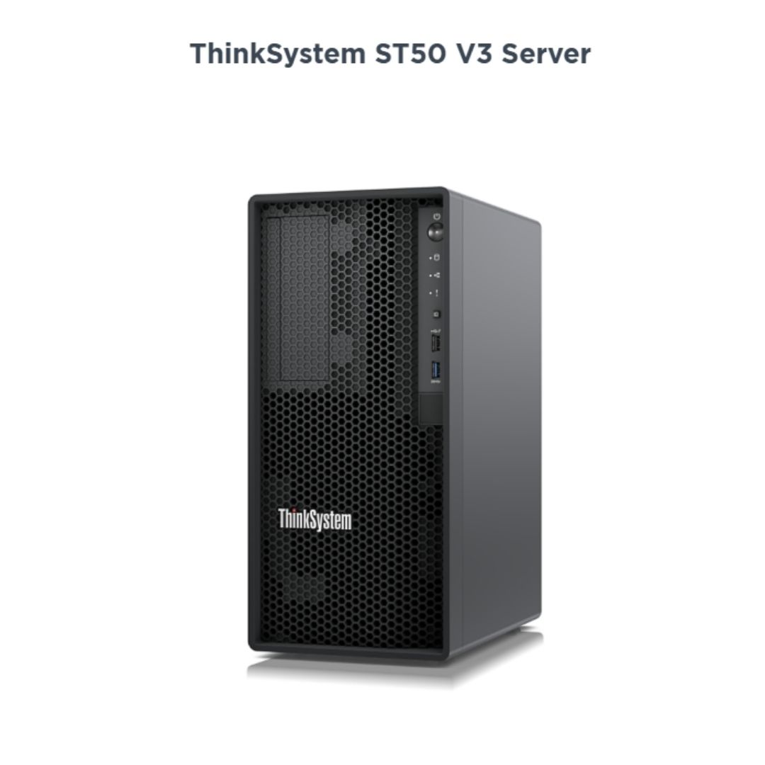 Lenovo ThinkSystem ST50 V3 Tower Server | Intel Xeon 6315P 4-Core 2.8GHz | 32GB DDR5 ECC RAM | 2TB SATA Enterprise HDD | RAID Support | 300W Gold PSU | 3-Year Onsite Warranty - 7DF3A02NSG